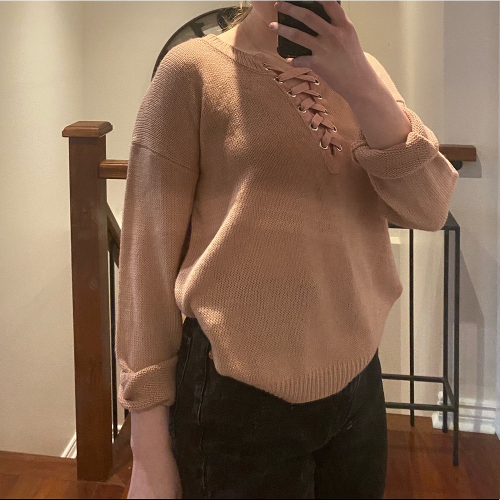 Light blush baby pink lightweight knit sweater